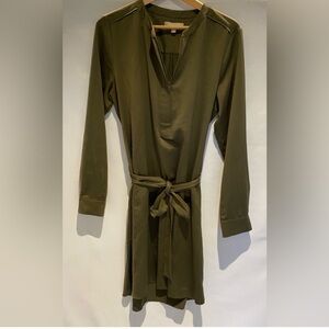 BANANA REPUBLIC Silky zip-front Dark Olive Green Women's Dress, size 12